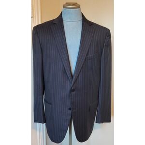 Ermenegildo Zegna‎ Mens Black&Gray Pinstrip Wool Blazer Sport Coat Jacket Sz 56R